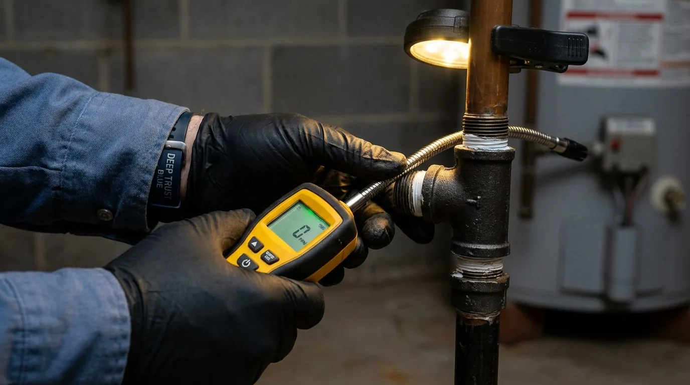 Gas leak detection with electronic sniffer by Johns Plumbing LLC in Woodway