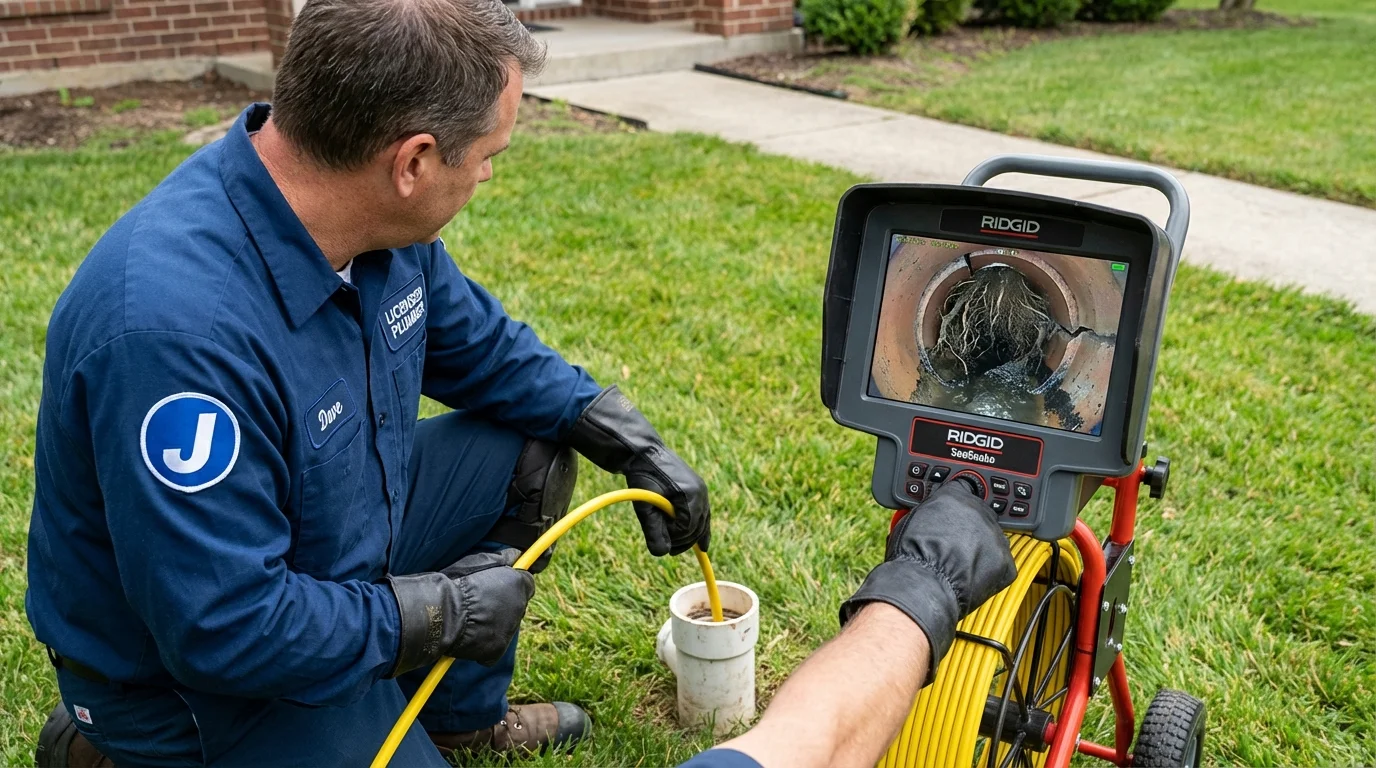 Sewer camera inspection being performed by Johns Plumbing LLC in Woodway