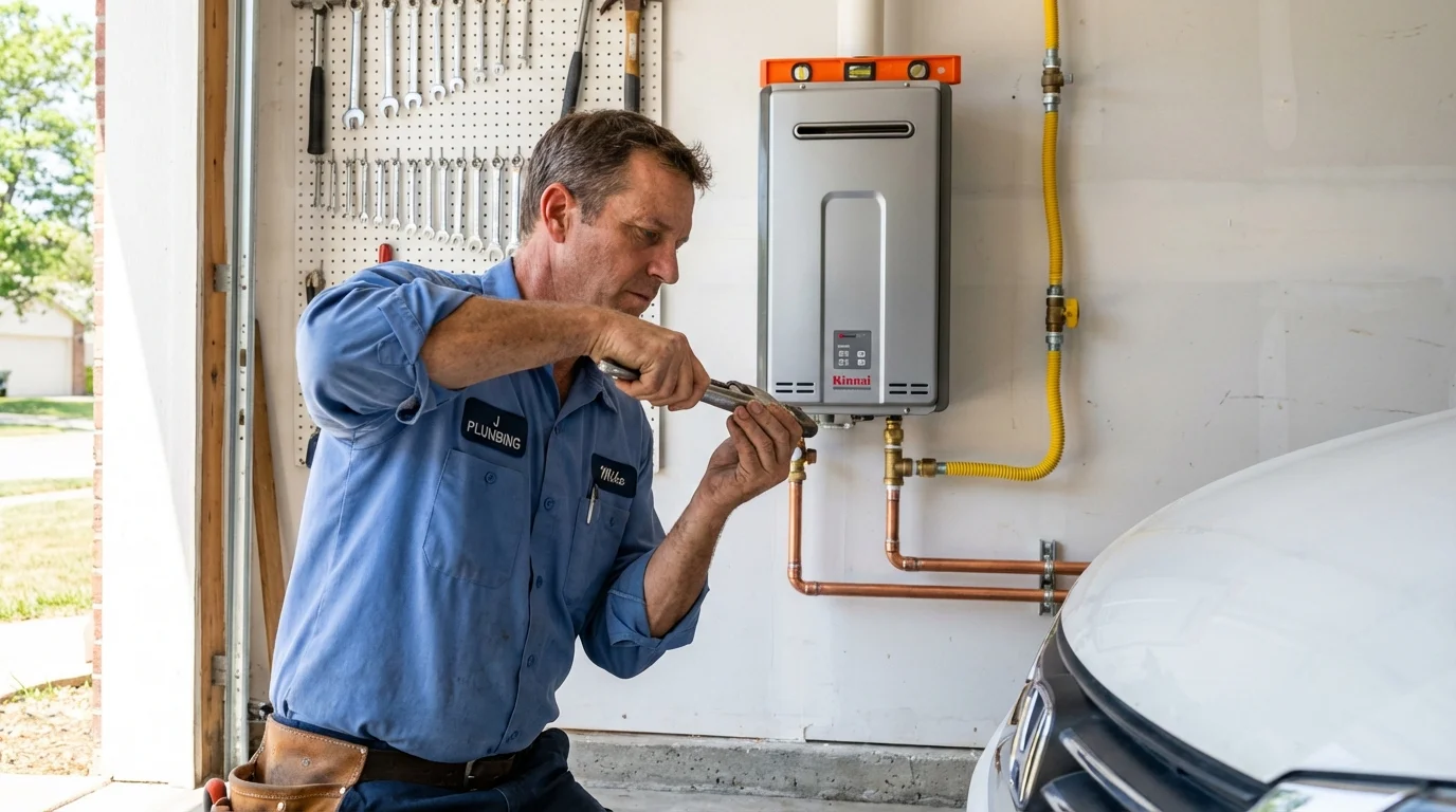 Tankless water heater installation by a Johns Plumbing LLC plumber in Woodway